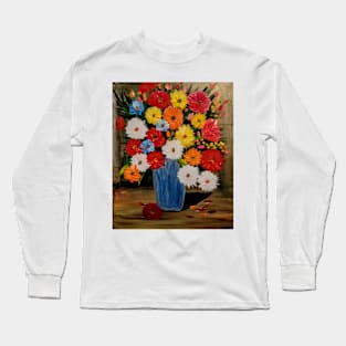 Some mixed flowers with metallic blue vase Long Sleeve T-Shirt